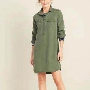 NWT Old Navy Shirt Dress Womens M Tall Green Outdoor Gorpcore Comfy